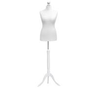 Display Guru Female Tailors Dummy Mannequin Ideal for Dressmakers, Fashion Students, Shop Display White Bust With A White Wood Tripod Stand (Uk Size 12/14)