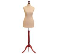 Female Uk Size 16/18 Tailors Dummy Mannequin Ideal For Dressmakers, Shop Display Cream Bust With Redwood Tripod Stand