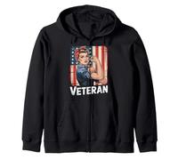Female Veteran Women American Flag Veterans Day Zip Hoodie