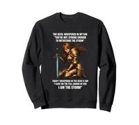 Female Warrior Armor of God Storm Quote Design Sweatshirt