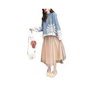 Female Winter Korean Round Neck Pullovers Long Sleeve Sweater Casual Fashion Knitting Christmas Popularity Comfortable Tops Blue