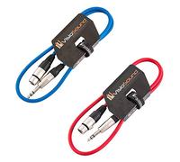 Female XLR 6.35mm Stereo TRS Jack Lead Audio Cable 2 Pack 1m Blue/Red