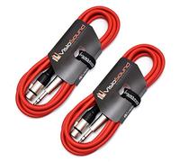 Female XLR to 6.35mm Stereo TRS Jack Lead Audio Cable 2 Pack 3m Red/Red | 2 x Noiseless OFC Balanced Signal, Audio, Patch Cable / 4 Colours