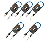 Female XLR to 6.35mm Stereo TRS Jack Lead Audio Cable 2 Pack (Blue, 0.5m) | 5 x Noiseless OFC Balanced Signal, Audio, Patch Cable / 7 Colours