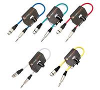 Female XLR to 6.35mm Stereo TRS Jack Lead Audio Cable 2 Pack (Multi, 0.5m) | 5 x Noiseless OFC Balanced Signal, Audio, Patch Cable / 7 Colours
