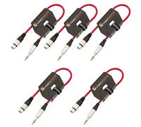 Female XLR to 6.35mm Stereo TRS Jack Lead Audio Cable 2 Pack (Red, 0.5m) | 5 x Noiseless OFC Balanced Signal, Audio, Patch Cable / 7 Colours