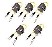 Female XLR to 6.35mm Stereo TRS Jack Lead Audio Cable 2 Pack (Yellow, 0.5m) | 5 x Noiseless OFC Balanced Signal, Audio, Patch Cable / 7 Colours