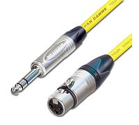 Female XLR to ¼ TRS Jack Lead. Balanced Van Damme Mic Cable. Short 10m 6m 3m 20m (5m, Yellow)