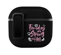 Females Are Strong As Hell Hard Shell Case Skin Accessories Cover with Secure Lock Clip Compatible with AirPods 4