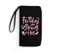 Females are Strong As Hell Wristlet Clutch Wallet Purse | Women' Credit Card Holder with Hand Strap