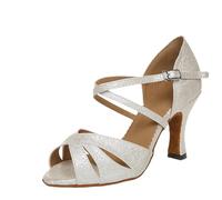 FemalLatin Dance Shoes Ladies Girls Ballroom(White,9)