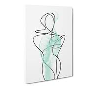 Femals Form Green Modern Canvas Wall Art Print Ready to Hang, Framed Picture for Living Room Bedroom Home Office Décor, 20x14 Inch (50x35 cm)