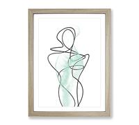 Femals Form Green Modern Framed Wall Art Print, Ready to Hang Picture for Living Room Bedroom Home Office Décor, Oak A4 (34 x 25 cm)