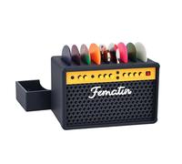 Fematin Guitar Pick Holder Box, Guitar Picks Display Case with 9 Celluloid Guitar Picks and 1 Metal Pick, Amp Speaker Styled Storage for Guitar Players and Music Enthusiasts