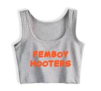 Femboy Hooters Femel Crop Top Shirt Sexy Vest Grey
