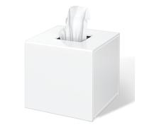 FEMELI Tissue Box Cover, Square Acrylic Tissues Paper Holder for Bathroom Bedroom Office, White