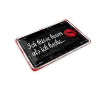 Femer Tin Postcard 10 x 14 cm Ich küsse besser als ich koche Decorative Sign
