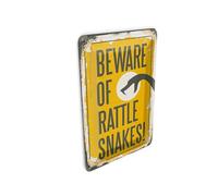Femer Tin Postcard Retro 10 x 14 cm Snake Beware of Rattle Snakes Decorative Sign