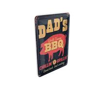 Femer Tin Postcard Saying 10 x 14 cm Dad's World Famous BBQ Barbecue Decorative Sign