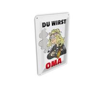 Femer Tin Postcard Saying 10 x 14 cm Du wirst OMA Metal Decorative Sign