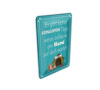 Femer Tin Postcard Saying 10 x 14 cm No Bad Days When Dog Decorative Sign