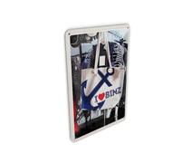 Femer Tin Postcard Travel 10 x 14 cm Binz Germany Anchor Bag White Sign