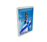 Femer Tin Postcard Travel 10 x 14 cm Finland Helsinki Golden Eagle Stone Sign