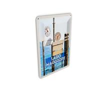Femer Tin Postcard Travel 10 x 14 cm Lago Maggiore Clock Time Sea Mountains Sign