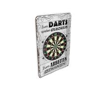 Femer Tin Postcard with German Text 10 x 14 cm for Playing Darts Born Decorative Sign