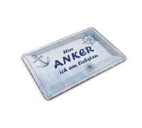 Femer Tin Postcard with German Text 10 x 14 cm Hier Anker ich am liebsten Decorative Sign