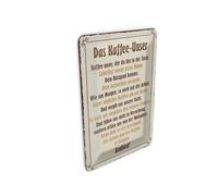 Femer Tin Postcard with German Text 10 x 14 cm "Kaffee Unser du bist in Tasse Deko [German