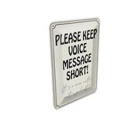 Femer Tin Postcard with German Text 10 x 14 cm Please Keep Voice Message Short Decorative Sign