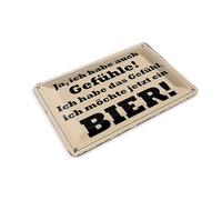 Femer Tin Postcard with German Text 14 x 10 cm "habe Gefühl ich möchte ein Bier" (German Language)