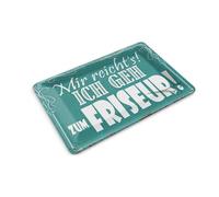 Femer Tin Postcard with German Text 14 x 10 cm mir reich`s ich geh zum Friseur Decorative Sign