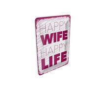 Femer Tin Postcard with German Text "Frau Happy Wife" Happy Life 10 x 14 cm Decorative Sign