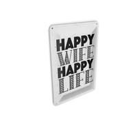 Femer Tin Postcard with German Text "Frau Happy Wife" Happy Life 10 x 14 cm Sign