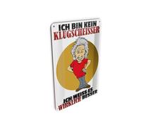Femer Tin Postcard with German Text "Ich bin kein Klugscheißer" Decorative Sign 10 x 14 cm
