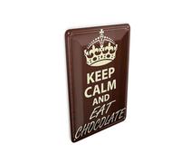 Femer Tin Postcard with Saying 10 x 14 cm Keep Calm and Eat Chocolate Decorative Sign