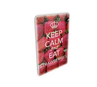 Femer Tin Postcard with Saying 10 x 14 cm Keep Calm and Eat Strawberries Decorative Sign
