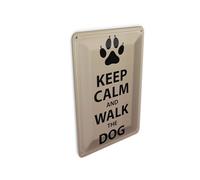 Femer Tin Postcard with Saying 10 x 14 cm Keep Calm and Walk the Dog
