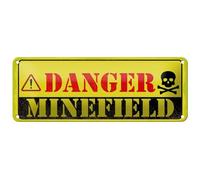Femer Tin Sign Attention Danger Mine Field Minefield 27 x 10 cm Decoration