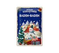 FEMER Tin Sign Christmas Greetings from Baden-Baden Gift Sign Tin Sign 20 x 30 cm
