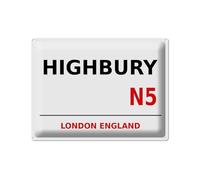 FEMER Tin Sign London 40 x 30 cm England Highbury N5 Metal Decorative Sign