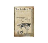 Femer Tin Sign Patent Design for a Closing Mechanism for Weapons Design 20 x 30 cm