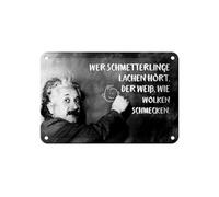 Femer Tin Sign Quote 12 x 18 cm Einstein Blackboard Butterflies Laugh Clouds Taste