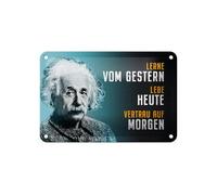 Femer Tin Sign Quote 12 x 18 cm Einstein Blue Learn Live Trust on Decorative Sign