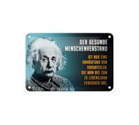 Femer Tin Sign Quote 12 x 18 cm Einstein Blue The Common Sense Sign