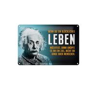 Femer Tin Sign Quote 20 x 30 cm Einstein Blue Knüpfe es an ein Ziel Decorative Sign