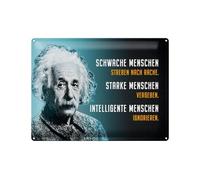 Femer Tin Sign Quote 30 x 40 cm Einstein Blue Weak Strong Intelligent People