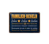 Femer Tin Sign Saying 20 x 30 cm Family Rules Once Together Eat Together Decorative Sign